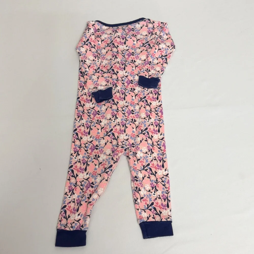 OshKosh Bgosh Baby Girls Pink Floral Full Zip 100% Cotton‎ Sleeper 9 Months